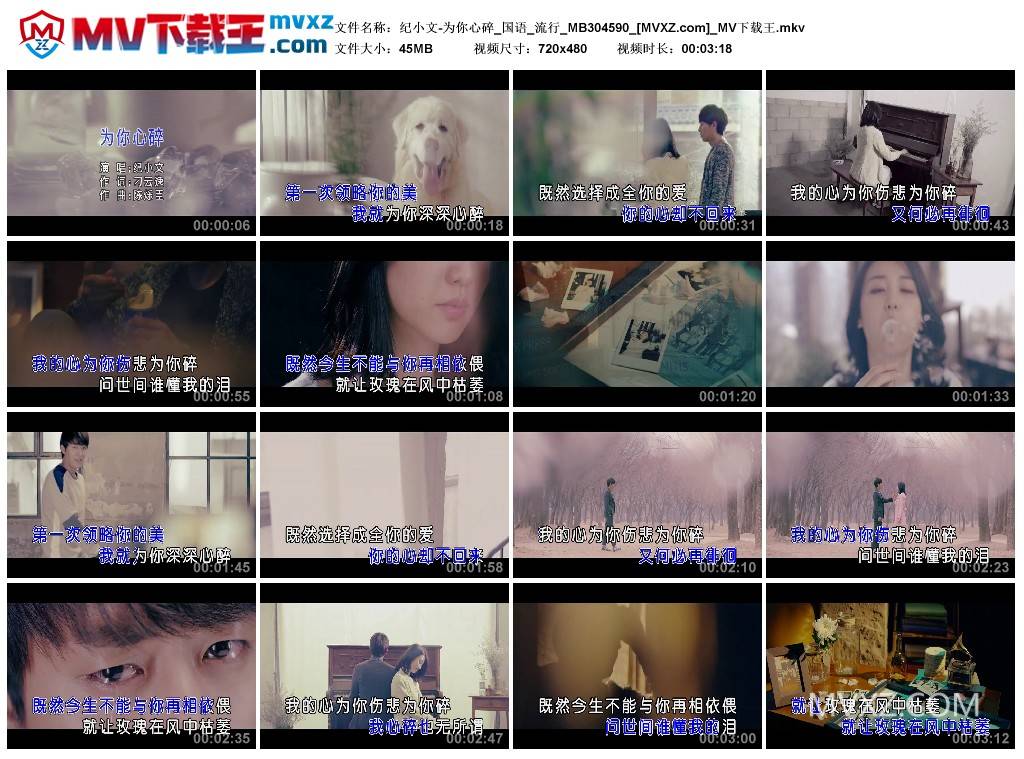 纪小文-为你心碎_国语_流行_MB304590